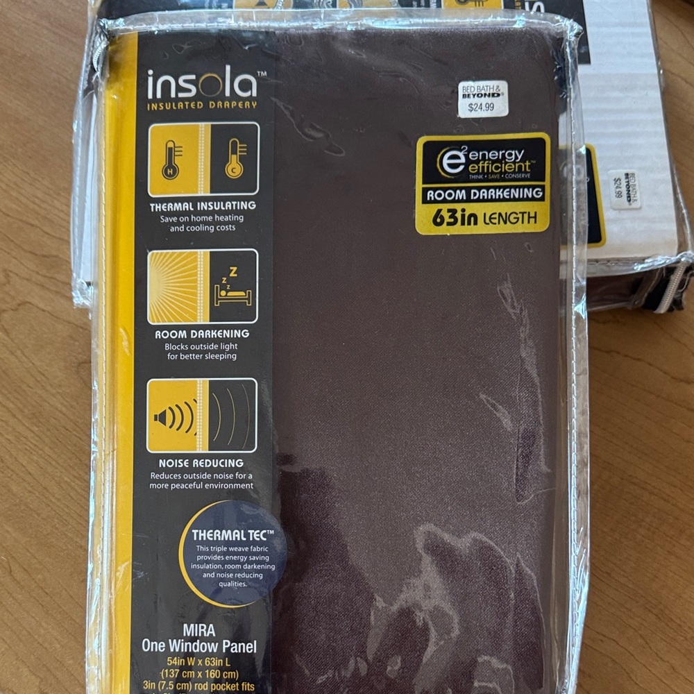 Set of 2. Insola Brown Room Darkening Curtain Panel